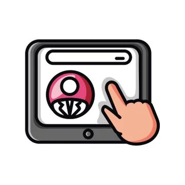 Tablet screen with browser web page window, social network Stock-Illustration