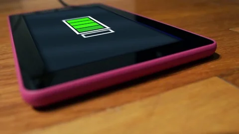 Tablet with screen   Charging Battery Stock Footage 73137300