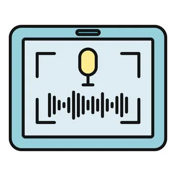Tablet screen displaying audio recording app interface Stock Illustration