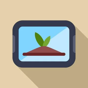 Tablet screen displaying plant seedling growing in soil Stockillustratie