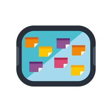 Tablet screen displaying sticky notes for project management Illustrazione stock