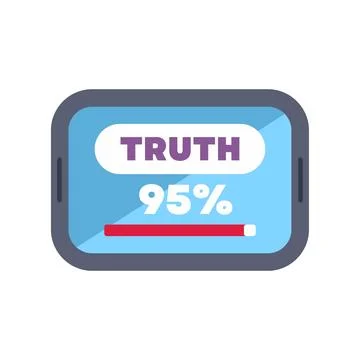 Tablet screen displaying truth 95 percent with a loading bar Stock Illustration