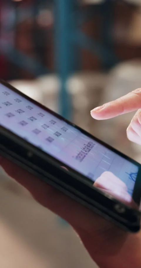 Tablet screen, hands and data in warehouse for distribution, logistics pricing Stock Footage 334018351