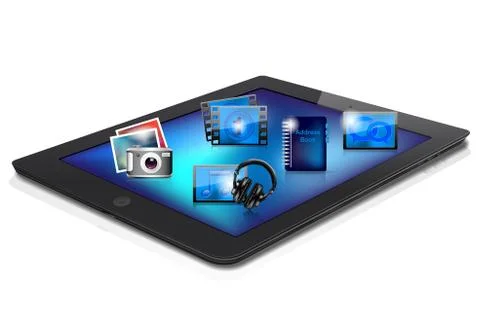 Tablet screen with icons Stock Illustration
