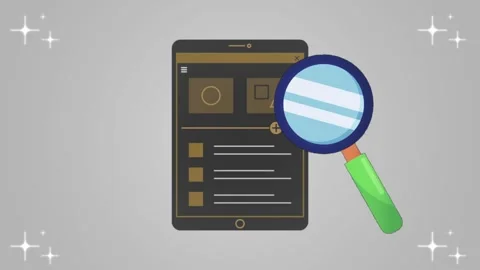 Tablet Screen With Magnifying Glass For Searching Concept Stock Footage 279430870