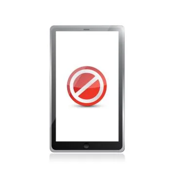 Tablet screen with the message forbidden. illustration design over white Stock Illustration