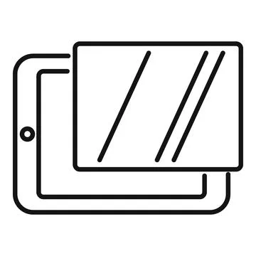 Tablet screen protector icon outline vector. Fix cell Illustrazione stock