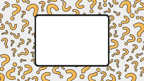 Tablet Screen with a Question Mark Background Stock Illustration