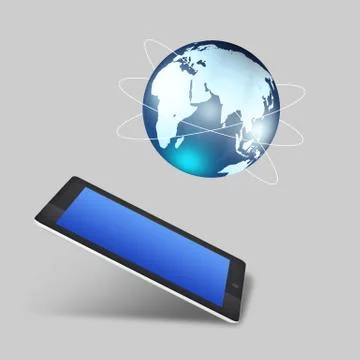 Tablet screen with worldwide business network connection concept Stock Illustration