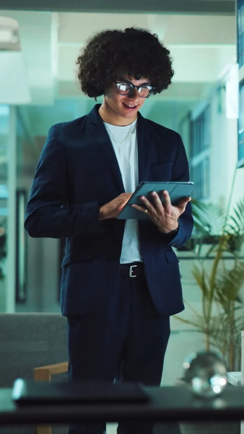Tablet, scroll and planning with business man in office for project, wireframing Stock Footage 301322995