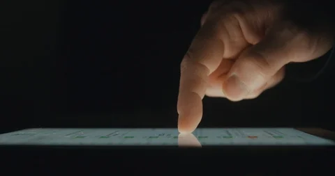 Tablet scrolling and typing slow motion 4K Video stock 103495635