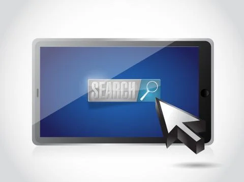 Tablet search button and cursor illustration design over white Stock Illustration
