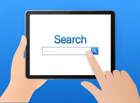 Tablet search icon. Web template for concept design. Web search concept. Digital Stock Illustration