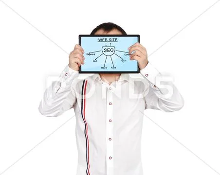 Tablet with seo scheme Stock Illustration