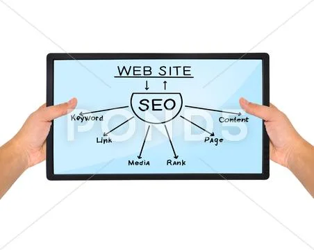 Tablet with seo scheme Stock Illustration