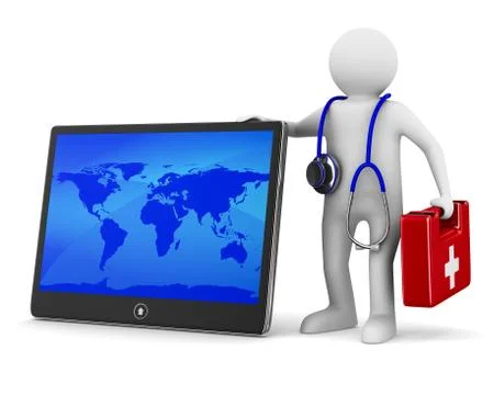 Tablet service on white background. Isolated 3D image Illustrazione stock