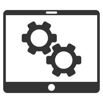 Tablet Settings Gears Flat Vector Icon Stock Illustration