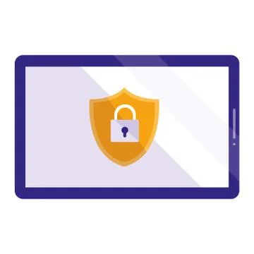 Tablet with shield and padlock Stock Illustration