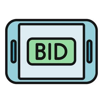 Tablet showing bid button for online auction app Stock Illustration