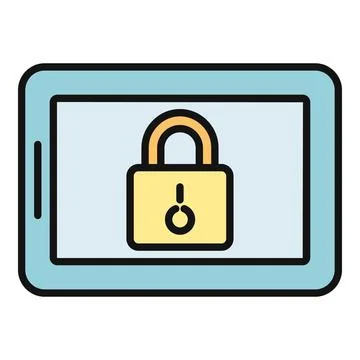 Tablet showing closed padlock icon for data security Stock Illustration