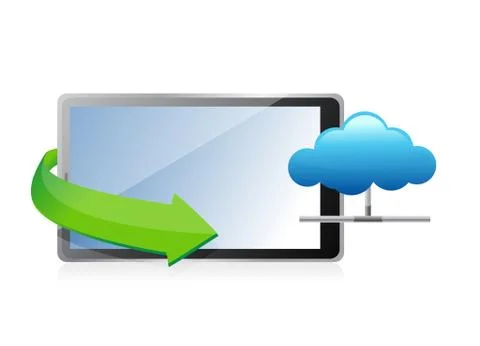 Tablet showing a cloud as concept of cloud computing graphic design 스톡 일러스트