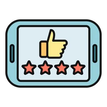 Tablet showing customer satisfaction feedback with rating stars Иллюстрация
