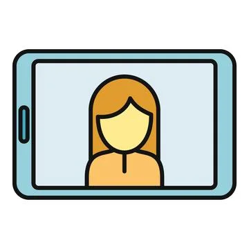 Tablet showing female user digital online profile Stock Illustration