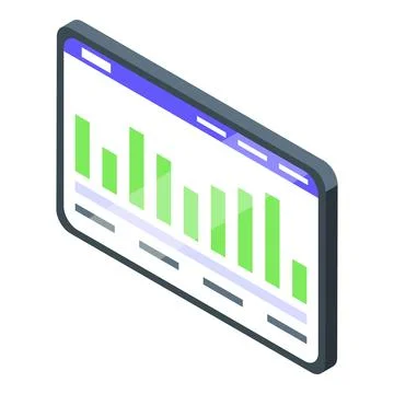 Tablet showing growing bar chart with isometric view Illustrazione stock
