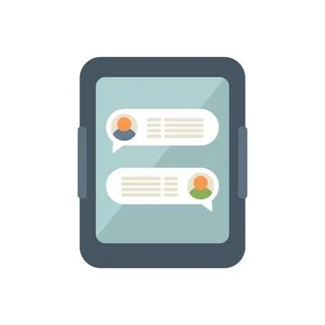 Tablet showing instant messaging app user interface with chat bubbles イラスト素材