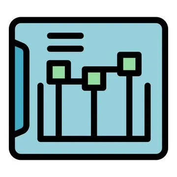 Tablet showing interactive business planning software with flowchart Stock Illustration