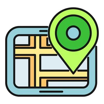 Tablet showing map with location pin marker Иллюстрация