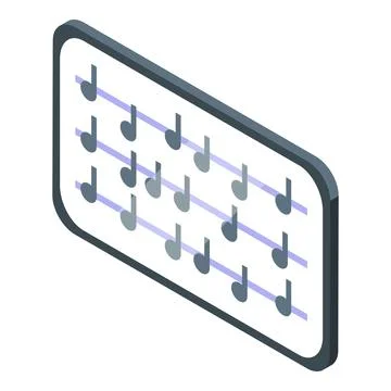 Tablet showing musical notes and lines representing rhythm and melody Stock Illustration