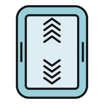 Tablet showing navigation arrows for scrolling up and down Stock Illustration