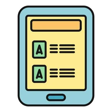 Tablet showing online education e learning application content Stock Illustration