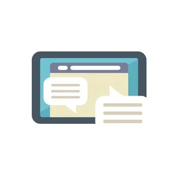 Tablet showing online messaging application interface with chat bubbles Stock Illustration