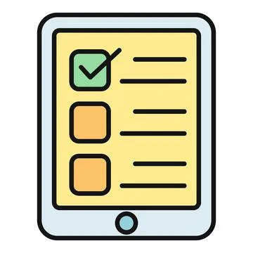 Tablet showing an online survey form with check boxes Stock Illustration