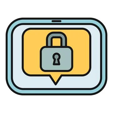 Tablet showing padlock icon for digital security Stock Illustration