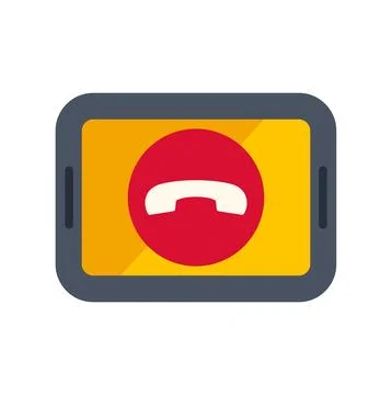 Tablet showing phone call decline hang up icon Stock Illustration
