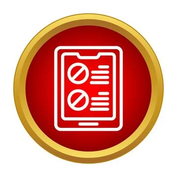 Tablet showing prohibited items on digital form Stock Illustration