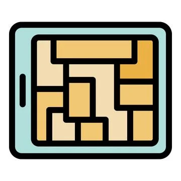 Tablet showing a puzzle game interface with geometric shapes Stock Illustration