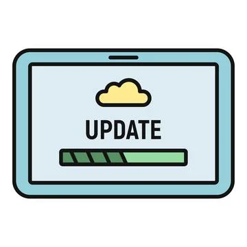 Tablet showing software update progress with a cloud icon Illustrazione stock