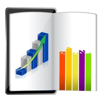Tablet showing a spreadsheet graph paper illustration design over white Stock Illustration