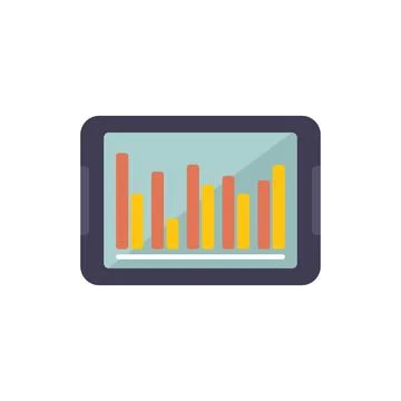 Tablet showing statistical charts representing market trend analysis Illustrazione stock