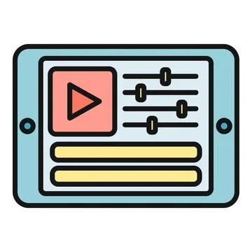 Tablet showing video editing application interface with sliders イラスト素材