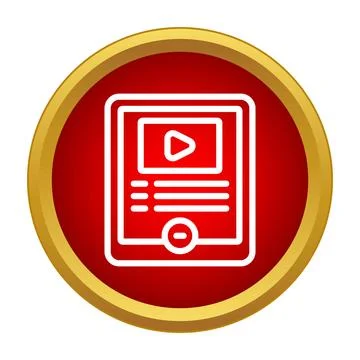 Tablet showing video player app interface icon 스톡 일러스트