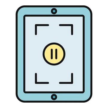 Tablet showing video recording pause action concept Stock Illustration
