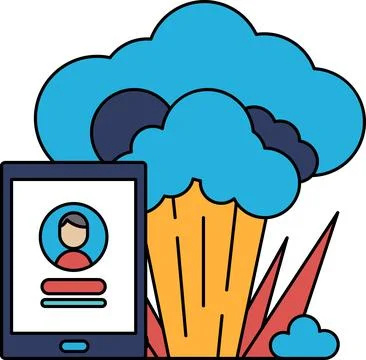 A tablet is shown next to a cloud of smoke Illustrazione stock