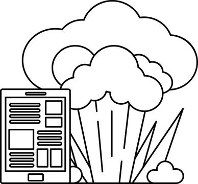 A tablet is shown next to a cloud of smoke Stock Illustration