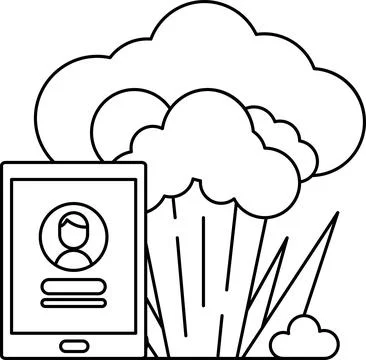 A tablet is shown next to a cloud of smoke Illustrazione stock