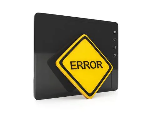 Tablet with a sign error. software error 스톡 일러스트